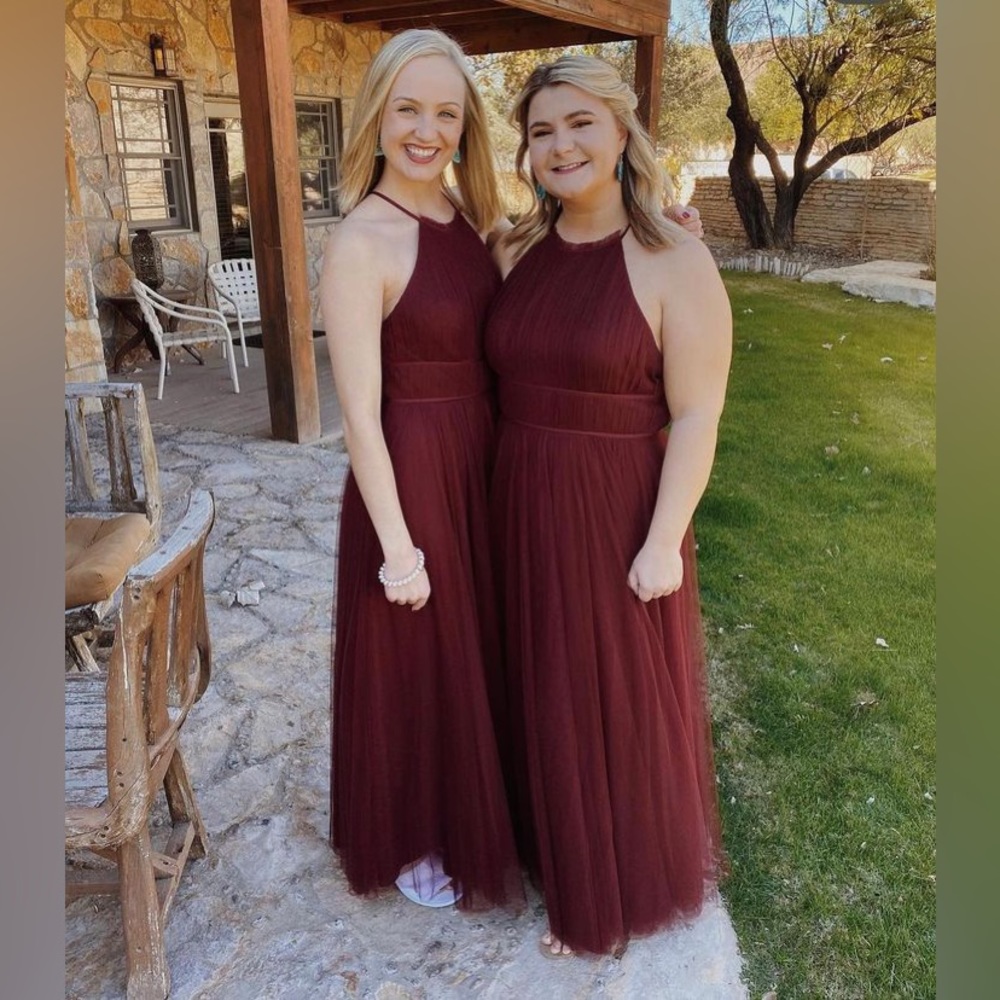 Jenny Yoo Helena Burgundy Size 6 Formal Dress - Picture 4 of 12